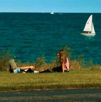 Students along the lakeshore