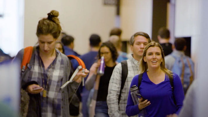 Students walking on campus