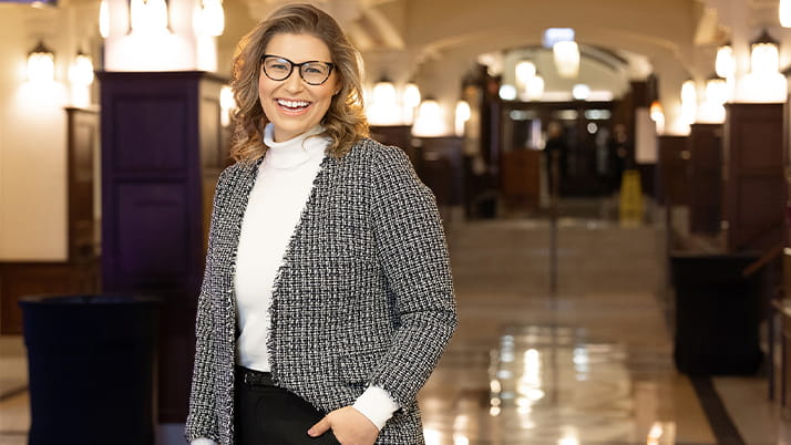 Kellogg student Christine Cornellier, pictured at Kellogg's downtown Chicago campus