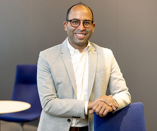 Kellogg student Jonathan Chaparro, pictured at his offices