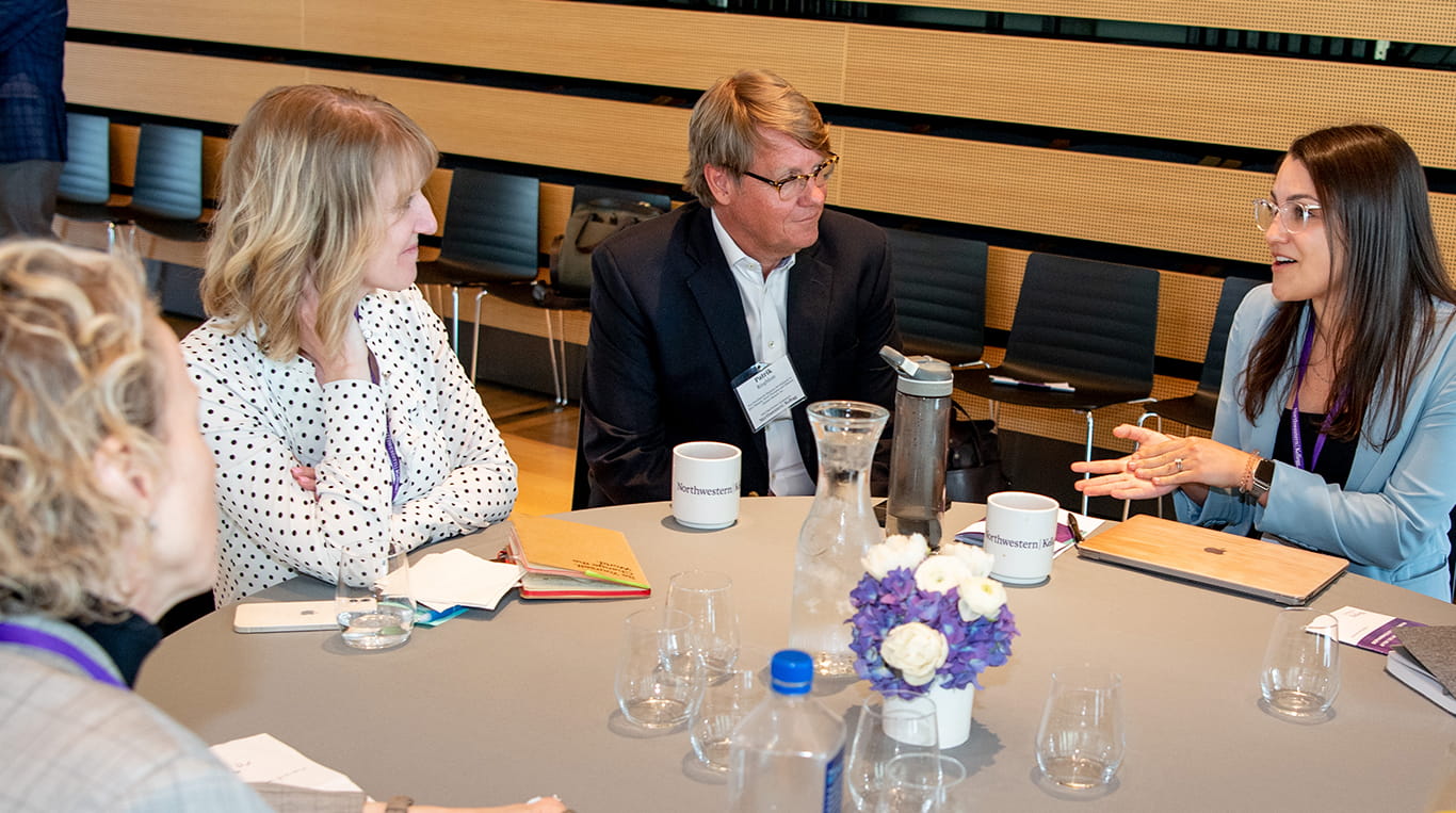 Kellogg MBA student Taryn Puranmalka ’22 (2Y) networking at the 2022 MacEachern healthcare symposium 