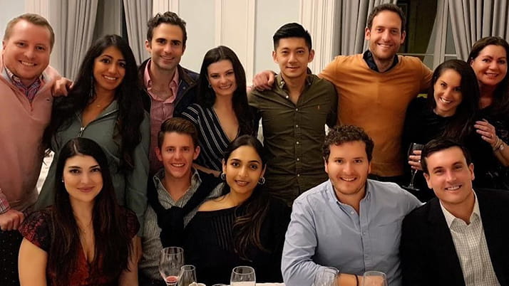 Kellogg Executive MBA students at a dinner during their global elective course in Portugal