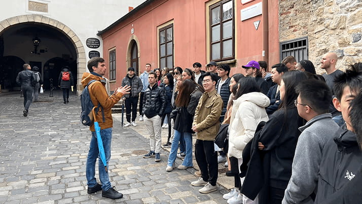 A group of students on a tour in Eastern Europe
