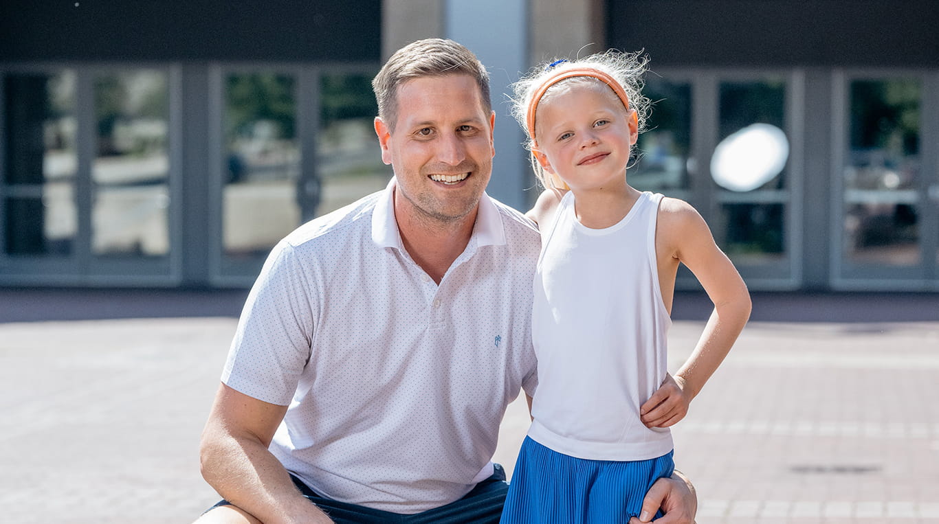 Mike Schroder ’14 MBA and his daughter have been creating stronger bonds through his life of football and him teaching her the rules of the sport.