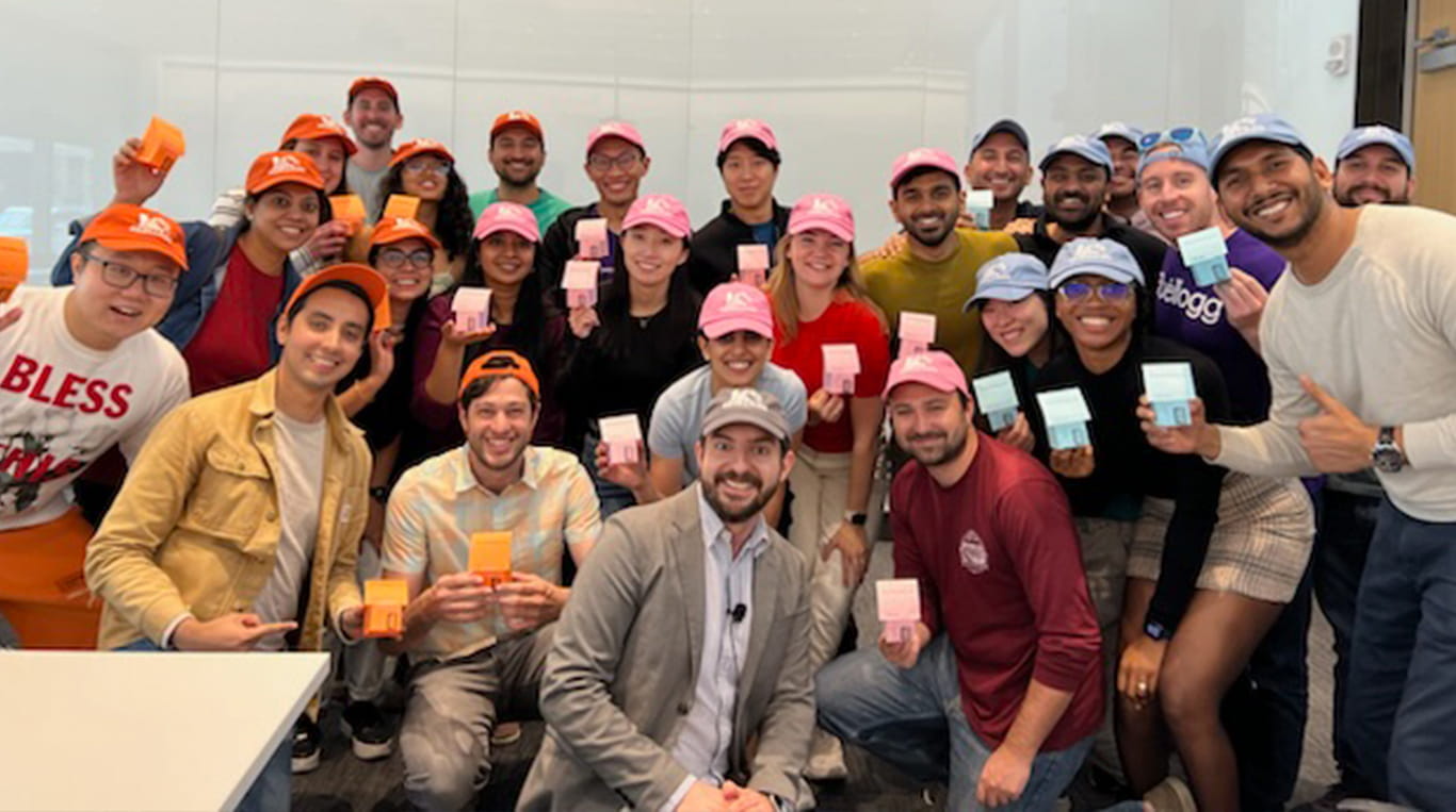 Professor Sebastien Martin and students in a classroom at the Global Hub in Evanston.