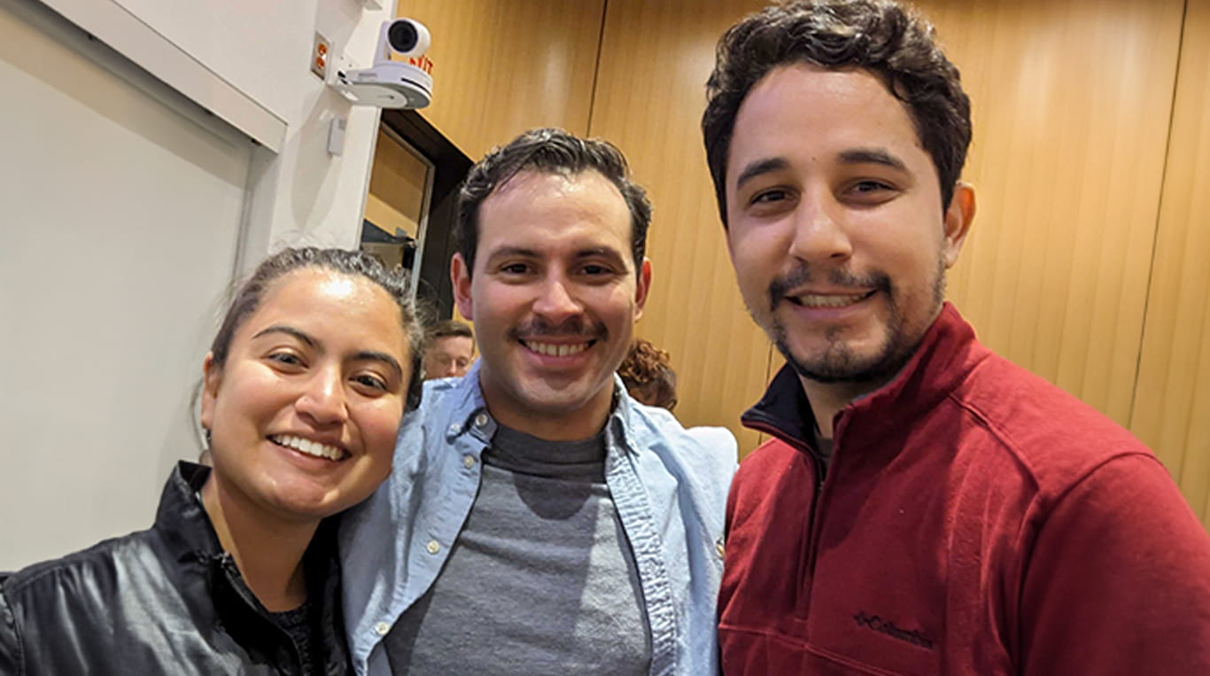 Club officers for the First-Generation Association student affinity group at Kellogg Yvette Anguiano, Luis Rangel and Victor da Silva Oliveira (from left to right).