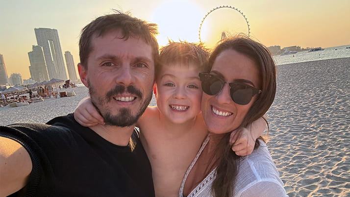 Roman with his family in Dubai after his Phase Zero International Electives in December 2023