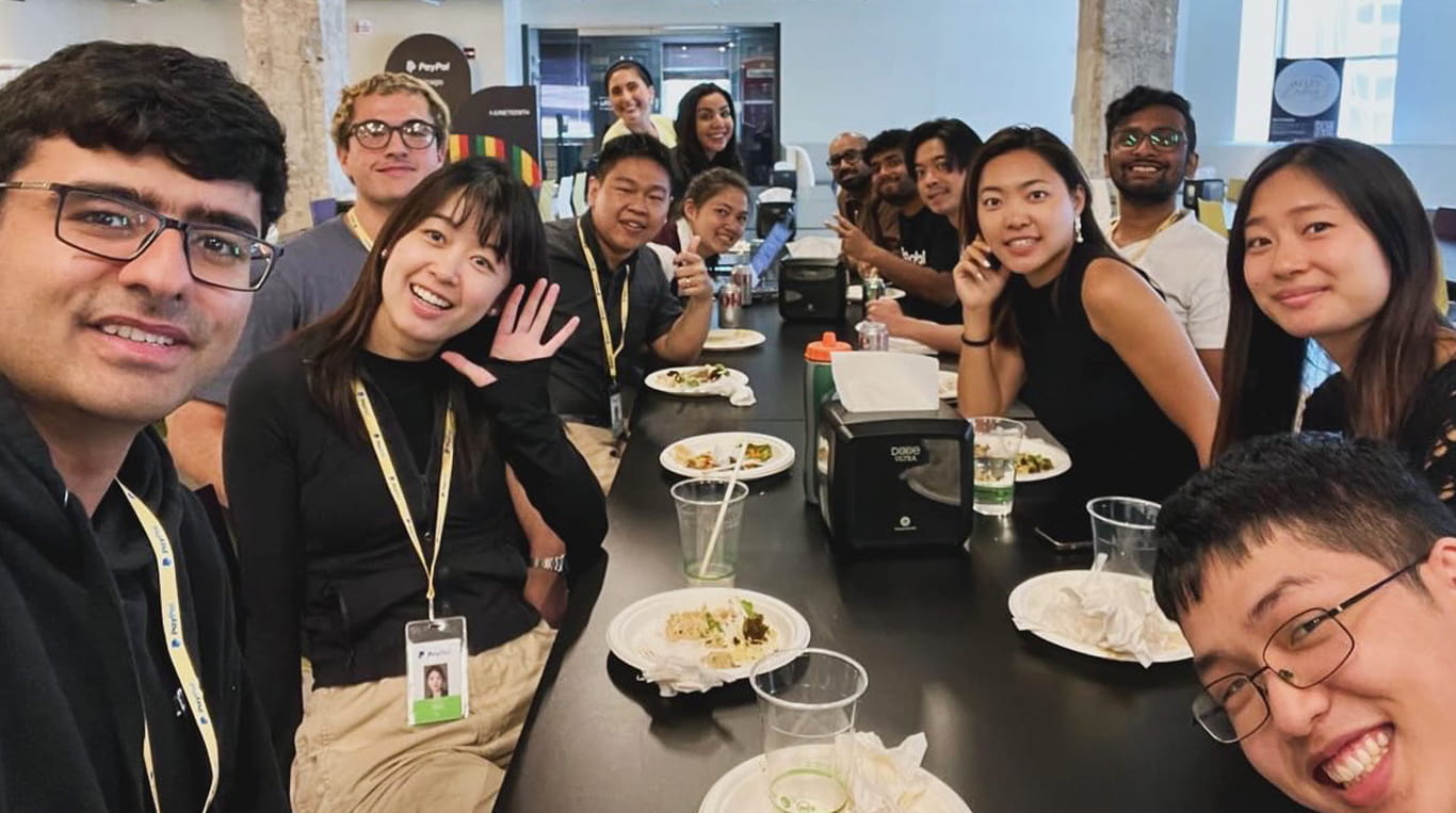 A Kellogg student at a Lunch & Learn during her internship with PayPal and other summer interns
