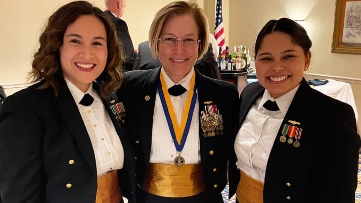 Gabby and Crysta at a Navy dining event