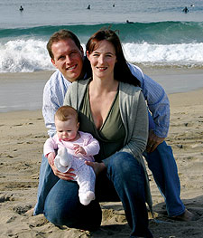 Quentin Kluthe '01 with wife Carol and daughter Cory Anne (pictured at 4 months old) in Manhattan Beach