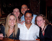 From left: Katja Lindo '04, Amy Rendon, Javier Rendon '03, Dean Lindo '03 and Debbie Hartman '03 enjoy a night on the town in Chicago.