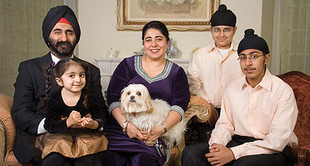 Jaideep Bajaj '93 with wife Adarsh and their three children, Prateek (15), Joshan (10) and Danica (4).